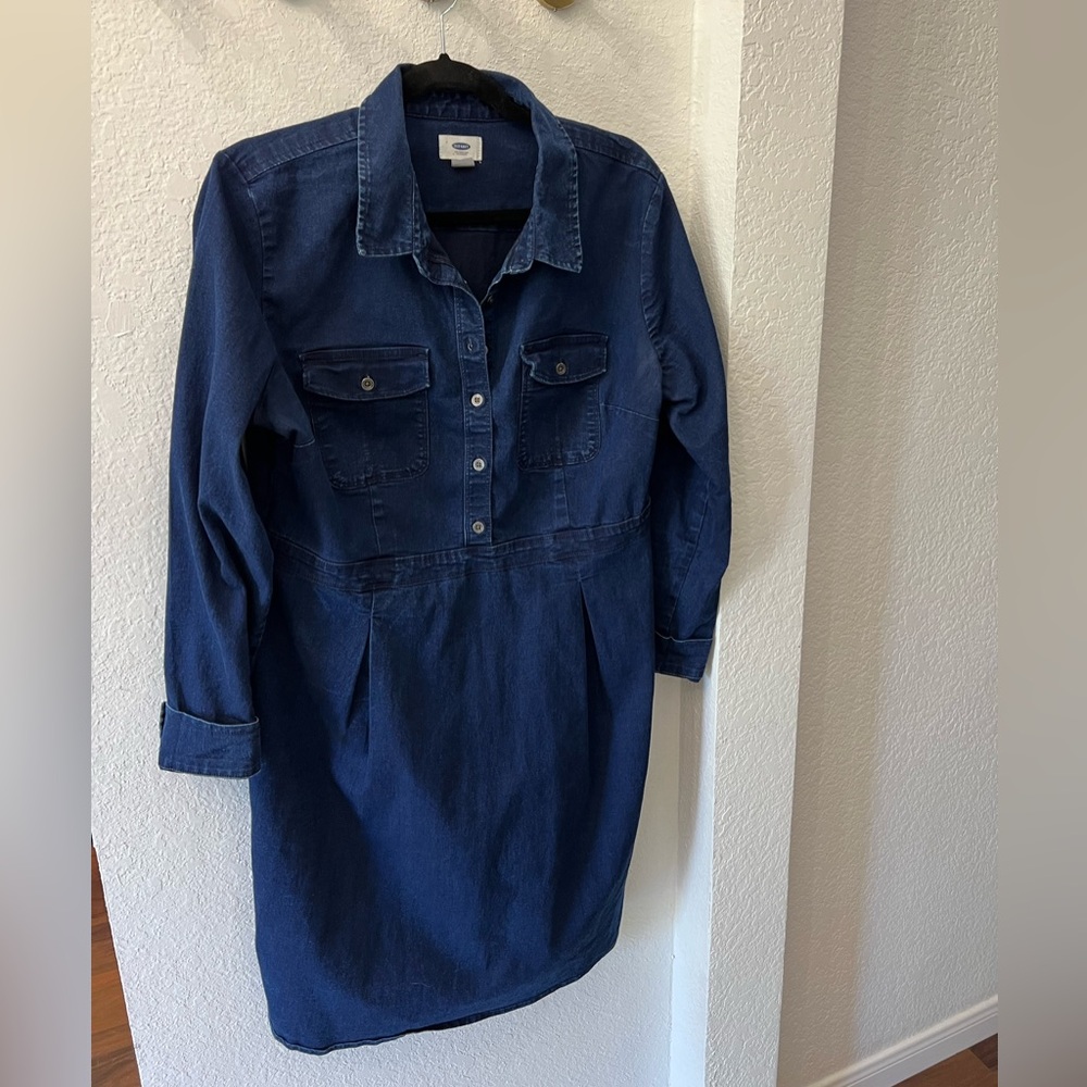 Old Navy Dark Blue Long Sleeve Dress